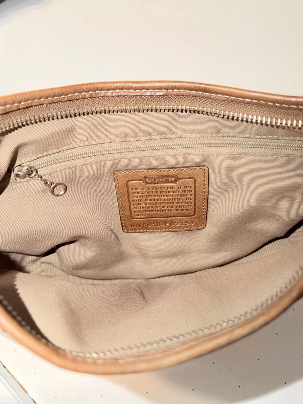 Coach Brown Signature Canvas Shoulder Bag with Leather Trim